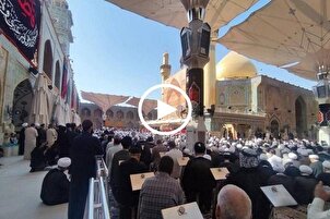 الفيديو | تشييع جثمان عقيلة السيد السيستاني داخل مرقد الإمام علي(ع)